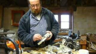 Part 2 Stihl chainsaw main bearing replacement 026  MS260 Fitting the bearings to the crank [upl. by Alurd]