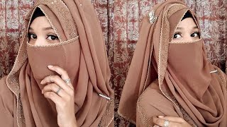 Stylish hijab and niqab tutorial with AbayaUnique hijab and niqab styleHijabis Freedom [upl. by Deina416]