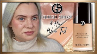 GIORGIO ARMANI LUMINOUS SILK FOUNDATION REVIEW amp 8 HOUR WEAR TEST  Clare Walch [upl. by Aleac545]