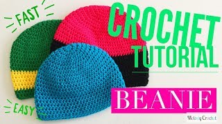 HDC Beanie  Fast Easy Crochet Hat Tutorial [upl. by Nnylav940]