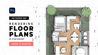 The FASTEST WAY of RENDERING FLOOR PLANS in Photoshop under 15 minutes [upl. by Eimmis]