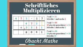 Schriftliches Multiplizieren  ganz einfach erklärt  Klasse 4 und Klasse 5  ObachtMathe [upl. by Pendergast]