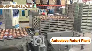 Fully Automatic Retort Plant For GravyPureeRTE Food with Automatic Pouch loadingoffloading system [upl. by Naanac]