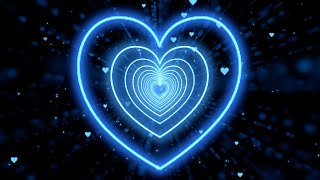 Neon Heart Tunnel Bg Animation  Beautiful💙Blue Heart Background  Neon Lights Love Heart 2Hours [upl. by Skutchan879]