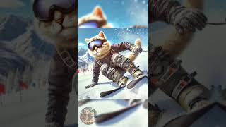 Cat skiing 😻😺 catai cat kucing kucinglucu catlover funny smart catvideos kittey kittenish [upl. by Miriam]