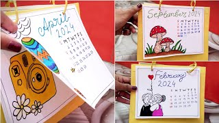 DIY calendar 2024  How to make a 2024 Desk Calendar  paper calendar Ideas [upl. by Saree]