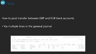 Business Central  How to post a transfer between GBP and EUR Bank Accounts [upl. by Kaspar]