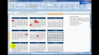 Excel 2007 Réalisez un calendrier avec des jours fériés en 30mn [upl. by Fishback]