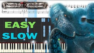 Kraken Pirates of the Caribbean Piano tutorial EASYSLOW [upl. by Hakon163]