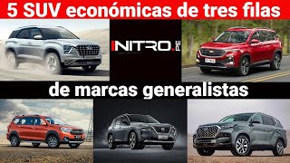 ¡Las 5 SUV más económicas de tres filas de asientos de marcas GENERALISTAS en Perú [upl. by Kcid]