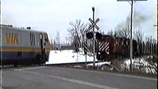 Near Fatal Head on Via Train CP Freight Smithfalls 2 [upl. by Adey]