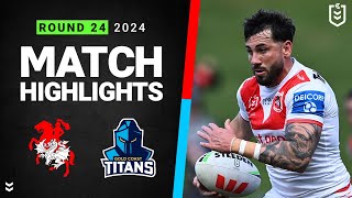 NRL 2024  Dragons v Titans  Match Highlights [upl. by Erlinna]