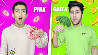 Pink Vs Green Food Challenge 😂 [upl. by Monk]