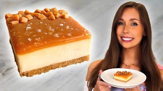 How To Make The Best Salted Caramel Cheesecake Bars EASY [upl. by Haleehs576]