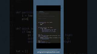 QuickSort algorithm in Python  Sorting Algorithms  Programming In Python python coding shorts [upl. by Kcim509]
