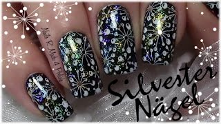 Schneeflocken Silvester stamping Nageldesign  Snowflakes New Years Nail Art Design [upl. by Ayotl]