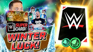 The LUCKIEST WWE SuperCard Winter Pack Opening How to Free Bells and Trees [upl. by Ledniahs]