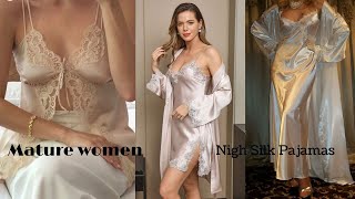 Mature women silk pajamas  Old women silk pajamas  Washable silk pajamas  Plus size silk pajamas [upl. by Ahsitneuq650]