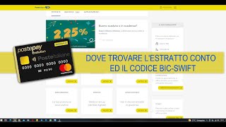 ESTRATTO CONTO E CODICE BICSFIFT DI POSTEPAY EVOLUTION SUL SITO POSTE IT [upl. by Suinotna948]