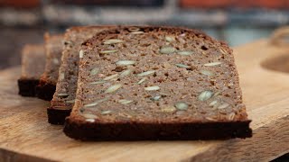 Danish RYE BREAD recipe  100 sourdough rye bread recipe  Smørrebrød [upl. by Barbabra916]