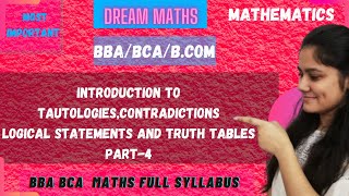 How to solve Questions of tautologies and contradictionsBBA MathsBCA Maths [upl. by Nohsyt523]