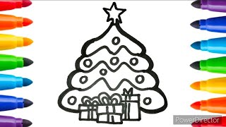 Merry Christmas Drawing  Christmas Drawing Easy Steps  Christmas Tree Drawing  Painting for kids [upl. by Sybil]