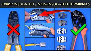 How To Crimp Insulated amp NonInsulated Crimp Terminals  IWISS Crimp Tool [upl. by Volding]