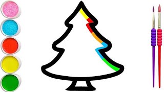 How To Draw A Christmas Tree 🎄 Christmas Drawing For Kids  Easy Drawing Step by Step [upl. by Cinimod76]