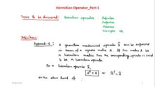 Hermitian Operator Part 1 [upl. by Fogel]