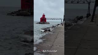 Clear WAVES at the NORTH Pierhead LIGHT 🛟⚓️ explorewisconsin traveling lakemichiganwisconsin [upl. by Ahsitruc]