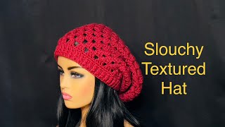 Slouchy Textured BeanieHat  Crochet Tutorial [upl. by Ahseem]