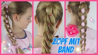 ZopfPferdeschwanz mit Band♥ 4 Strähnen Zopf♥coole Mädchen [upl. by Eugatnom75]