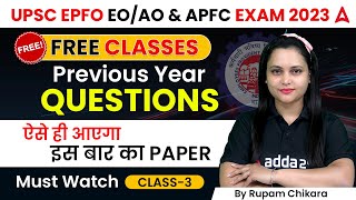 UPSC EPFO 2023 APFC AO amp EO  UPSC EPFO Previous Year Questions English [upl. by Petes]