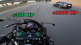 Ninja H2R Meets Tesla Plaid [upl. by Nereen98]