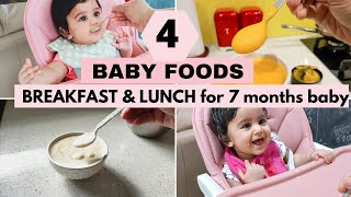 4 BABY FOODS   BREAKFAST and LUNCH ideas for 7 months baby [upl. by Batruk246]