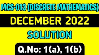 Part1 MCS13 Dec 2022 Solution  QNo 1a 1b  Mcs013 previous year solution mcs13 important [upl. by Arytas]