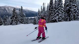 Snow Ski at Snoqualmie Summit  7 Year Old April [upl. by Roana]