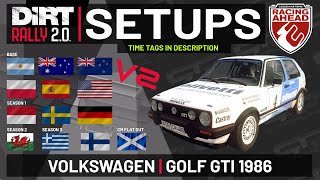 Volkswagen Golf GTI  TT SETUPS V2  13 Locations  DiRT Rally 20 [upl. by Bluh229]