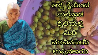 midi mavinakayi uppinakayi  mango midi pickle  ಹಳ್ಳಿ ಶೈಲಿಯಲ್ಲಿ ಮಿಡಿ ಮಾವಿನಕಾಯಿ ಉಪ್ಪಿನಕಾಯಿ [upl. by Eleazar]