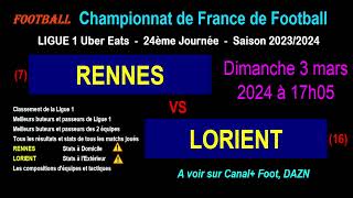 RENNES  LORIENT  match de football de la 24ème journée de Ligue 1  Saison 20232024 [upl. by Bollinger]