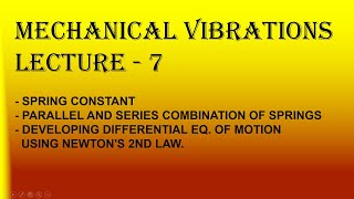 MV Lecture  7 Springs parallelseries combinations Springmass system differential eq of motion [upl. by Rodman]