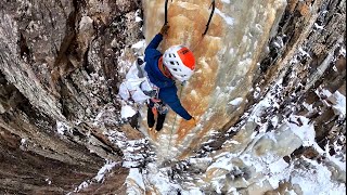 Throwback Pitch Black Dike Cannon Cliff  Ice Climbing POV FPS iceclimbing climbing [upl. by Golliner]