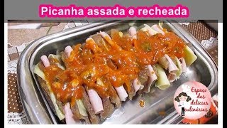 Picanha assada no sal grosso e recheada deliciosa  VANEZA NA COZINHA [upl. by Dnomzed]