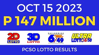 Lotto Result October 15 2023 9pm Complete Details [upl. by Atileda254]