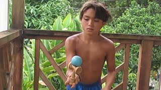 Kendama toy acrobatics by 11 years old beginner [upl. by Haniraz]