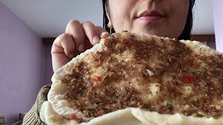 LAHMACUN ASMR  MUKBANG  TURKISH FOOD  EATING SOUNDS [upl. by Maeve]