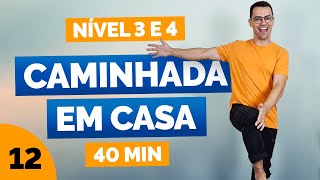 CAMINHADA EM CASA 10MIL PASSOS  12  NÍVEL 3 e 4  Exercícios sem impacto para emagrecer [upl. by Elletsyrc]