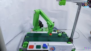 5 dof robotic arm classify objects on conveyor belt using image processing [upl. by Eizzil]