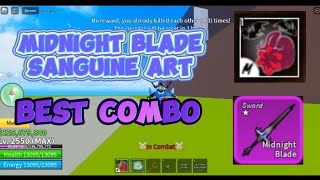 Sanguine Art  Midnight Blade Combo Update 20 Blox Fruits [upl. by Nived642]