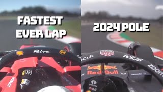 Onboard comparison with telemetry of Suzuka track record by Vettel and the 2024 pole by Verstappen [upl. by Ashraf]